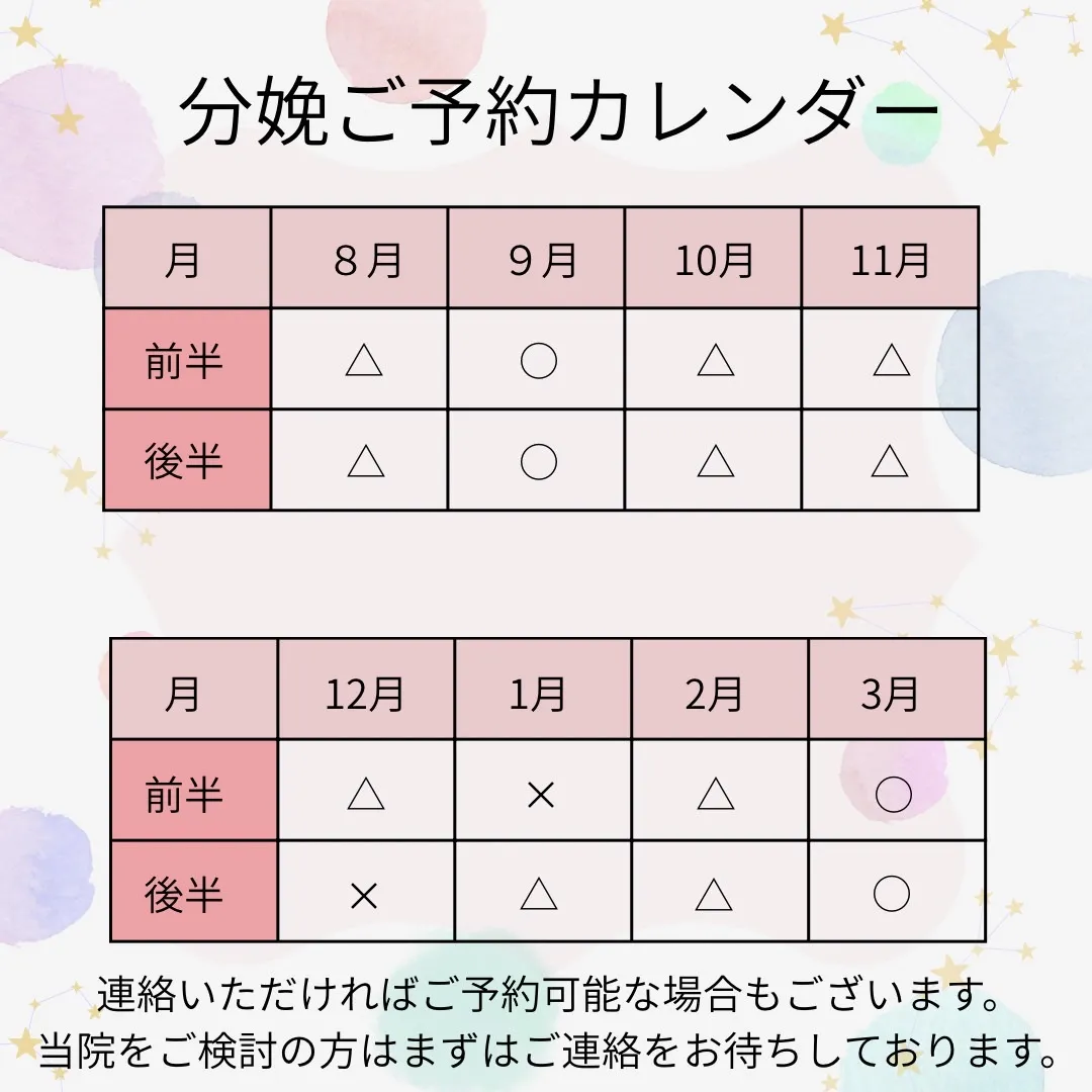 分娩カレンダー